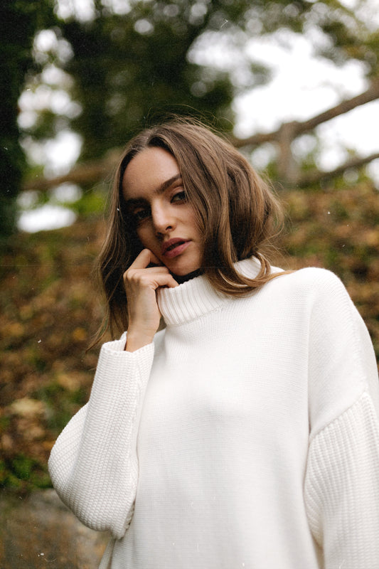 Sweater dress with slit