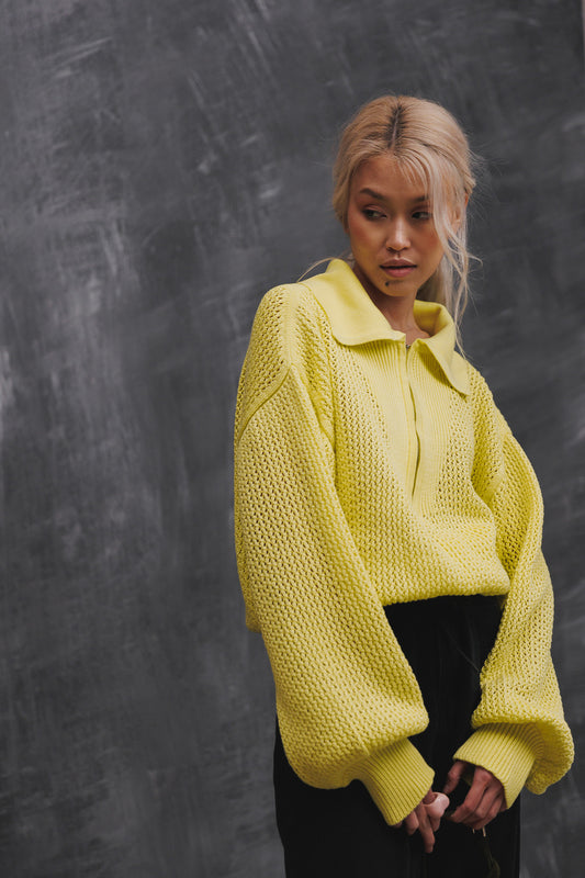 Crochet polo sweater