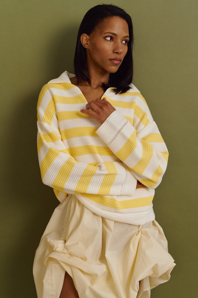 Oversized striped polo shirt