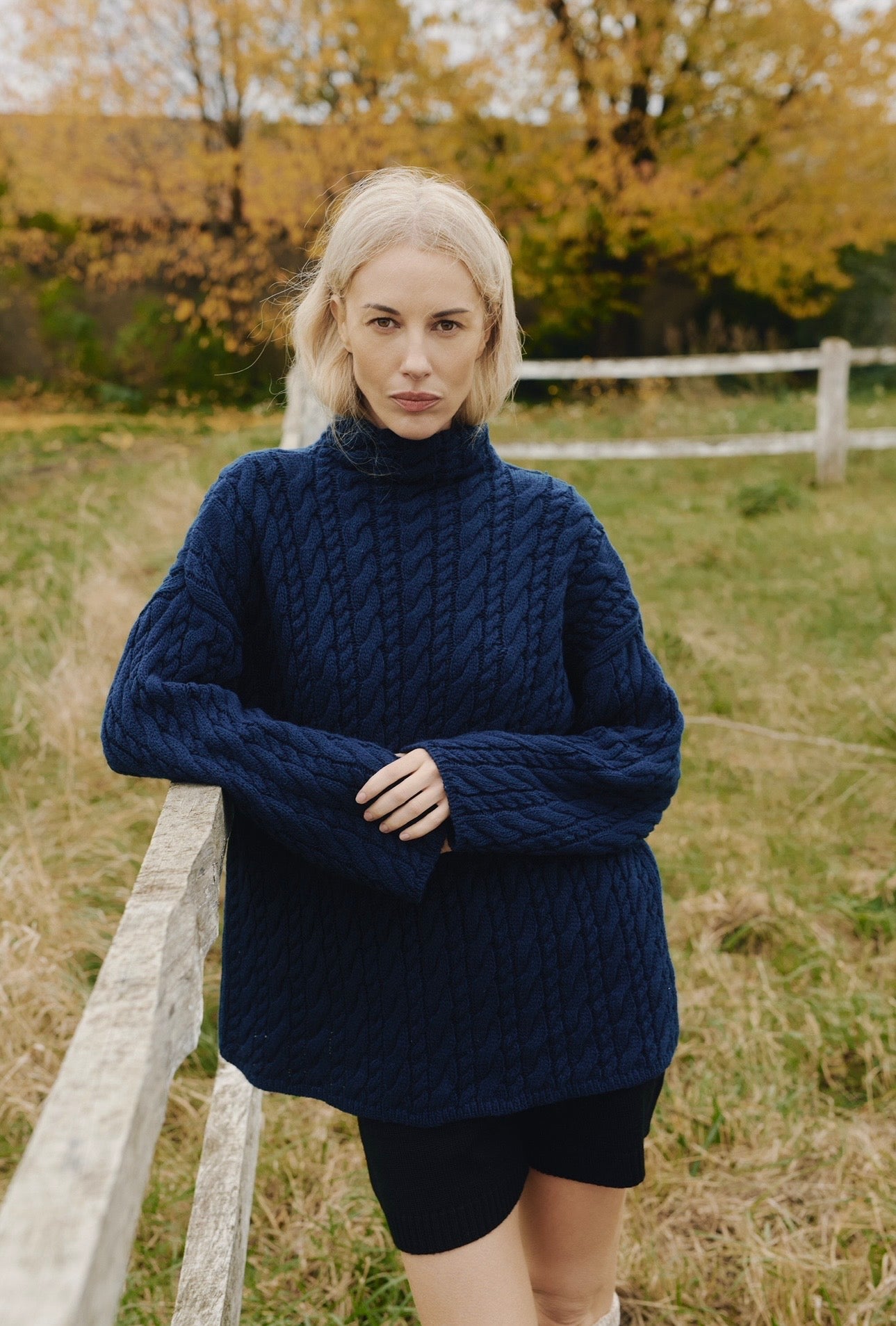 Wool sweater with braids