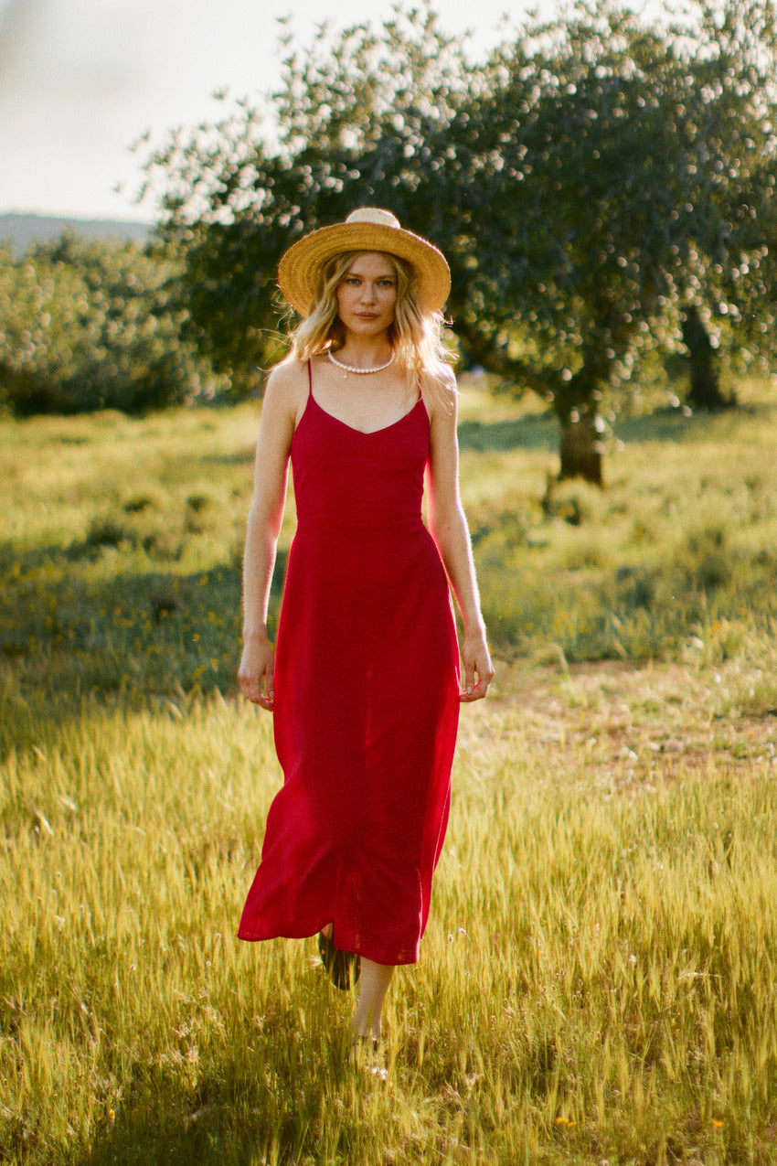 Linen dress with ties