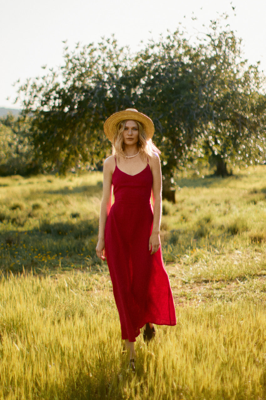 Linen dress with ties