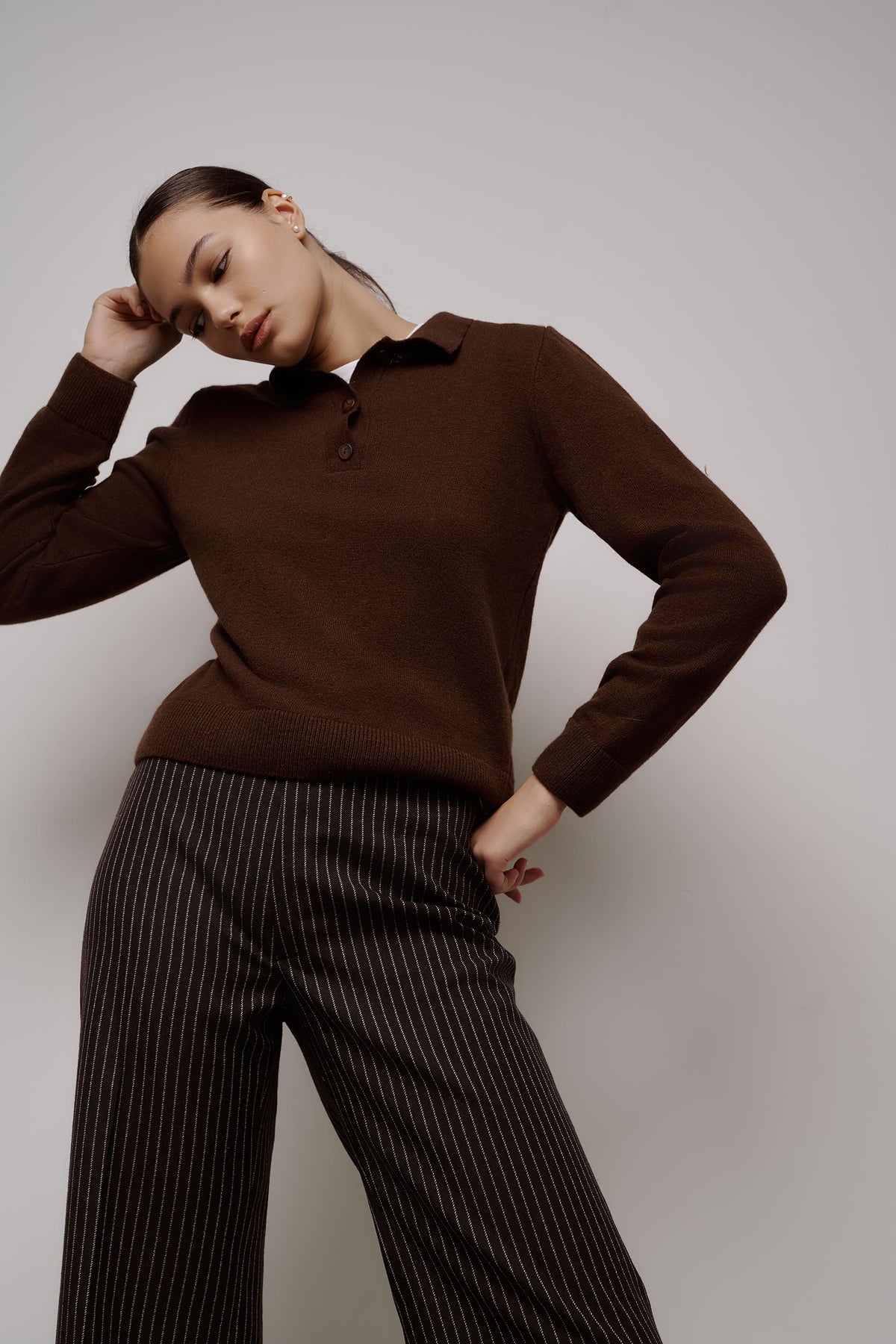 Wool polo with buttons