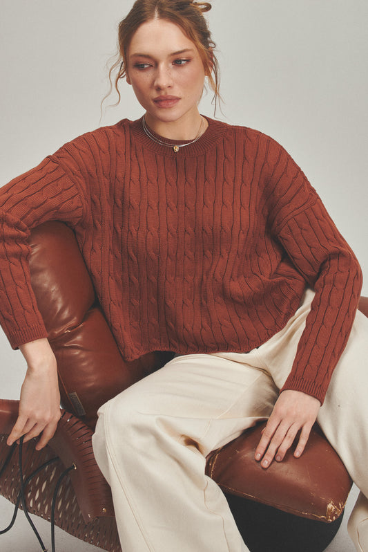 Cropped sweater with pigtail
