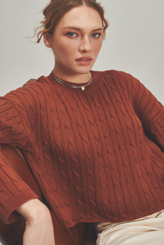 Cropped sweater with pigtail