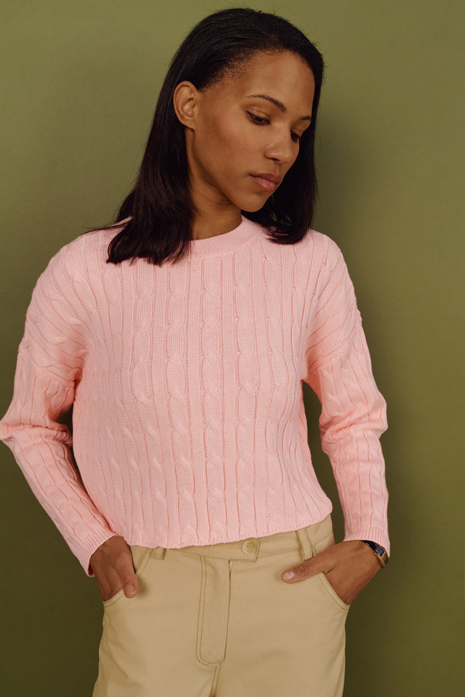 Укорочений светр косичка