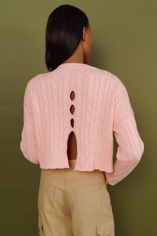 Cropped sweater with pigtail