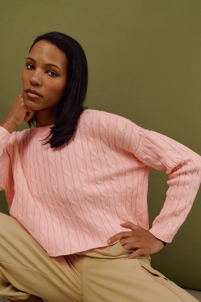 Укорочений светр косичка