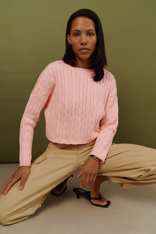 Cropped sweater with pigtail