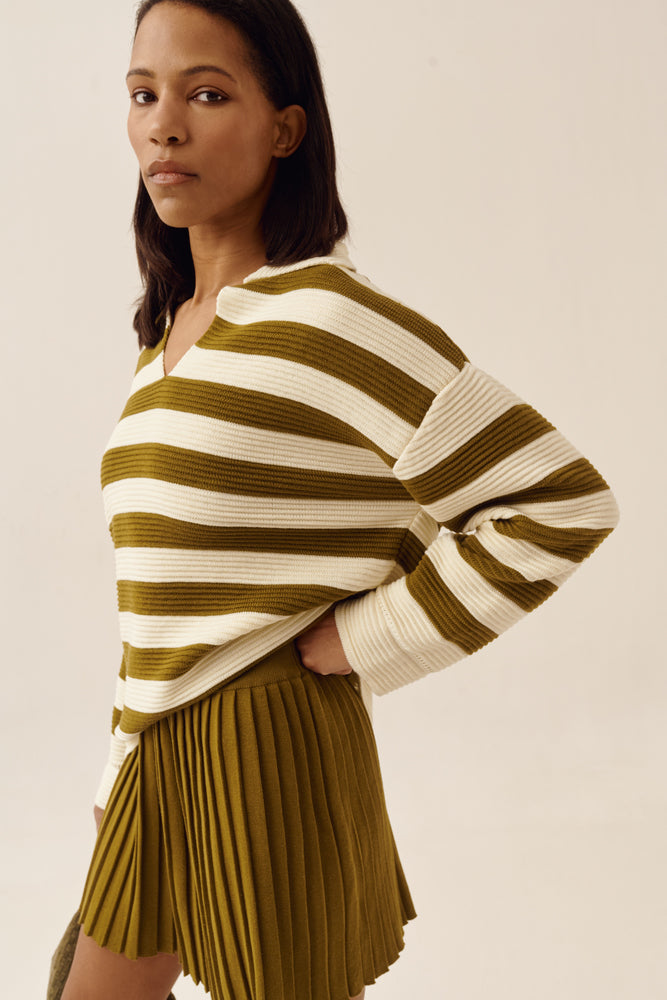 Oversized striped polo shirt