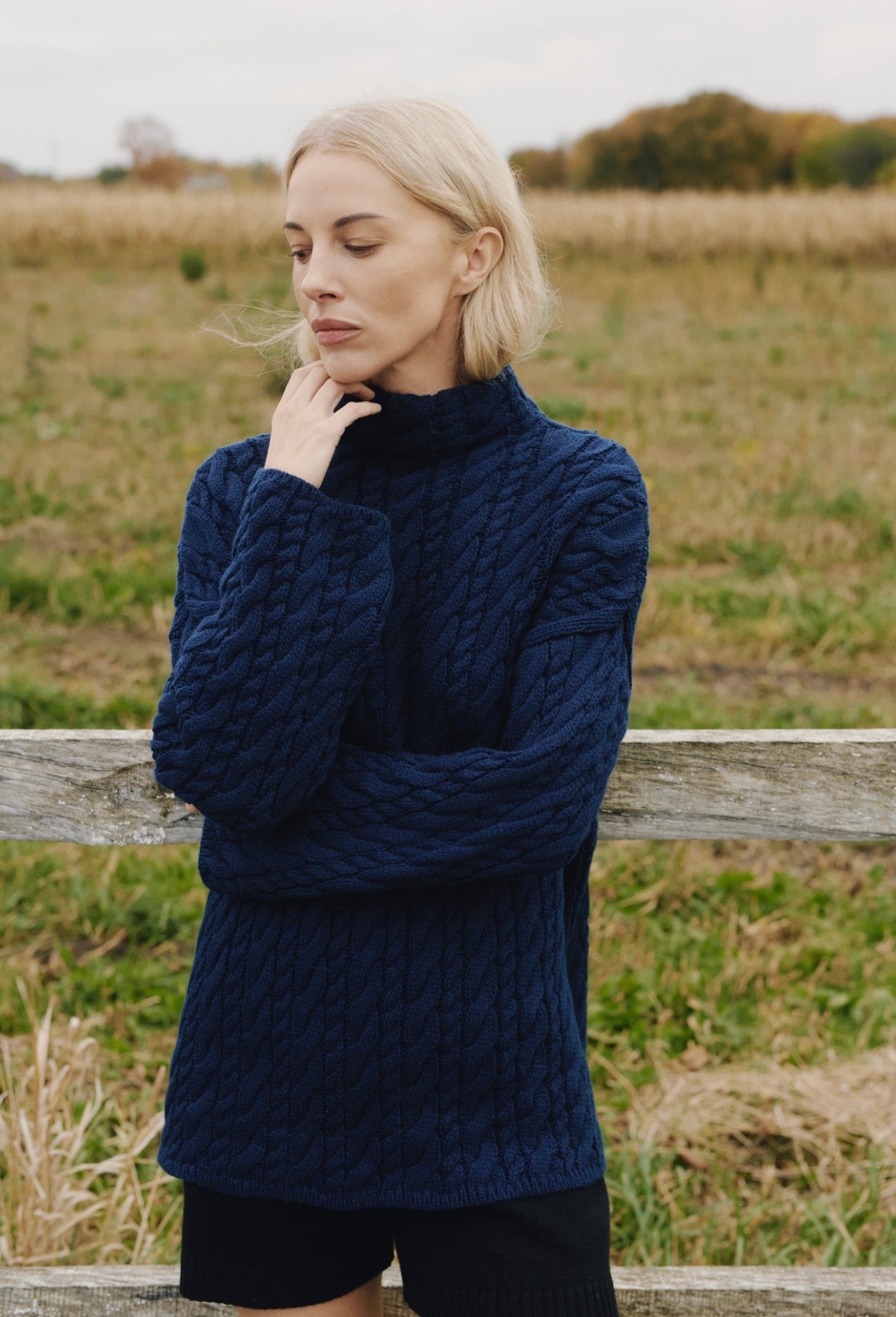 Wool sweater with braids