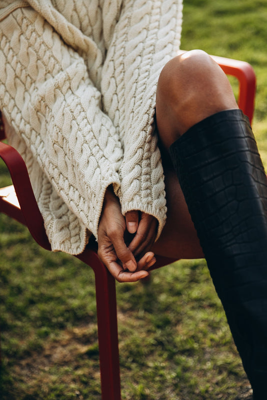 Wool sweater with braids