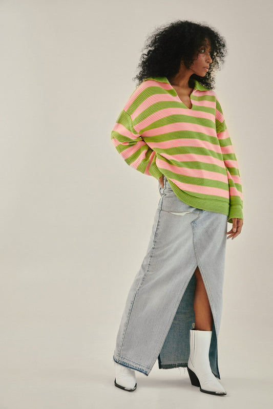 Oversized striped polo shirt