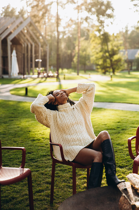 Wool sweater with braids