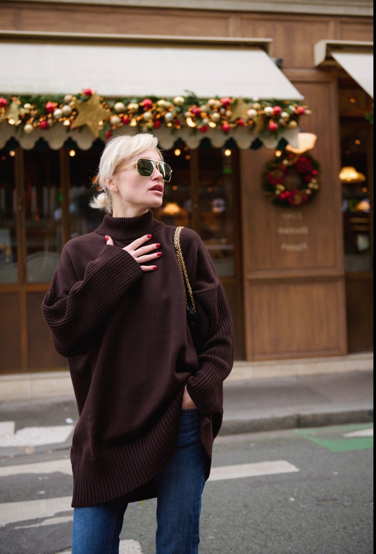 Sweater dress with slit