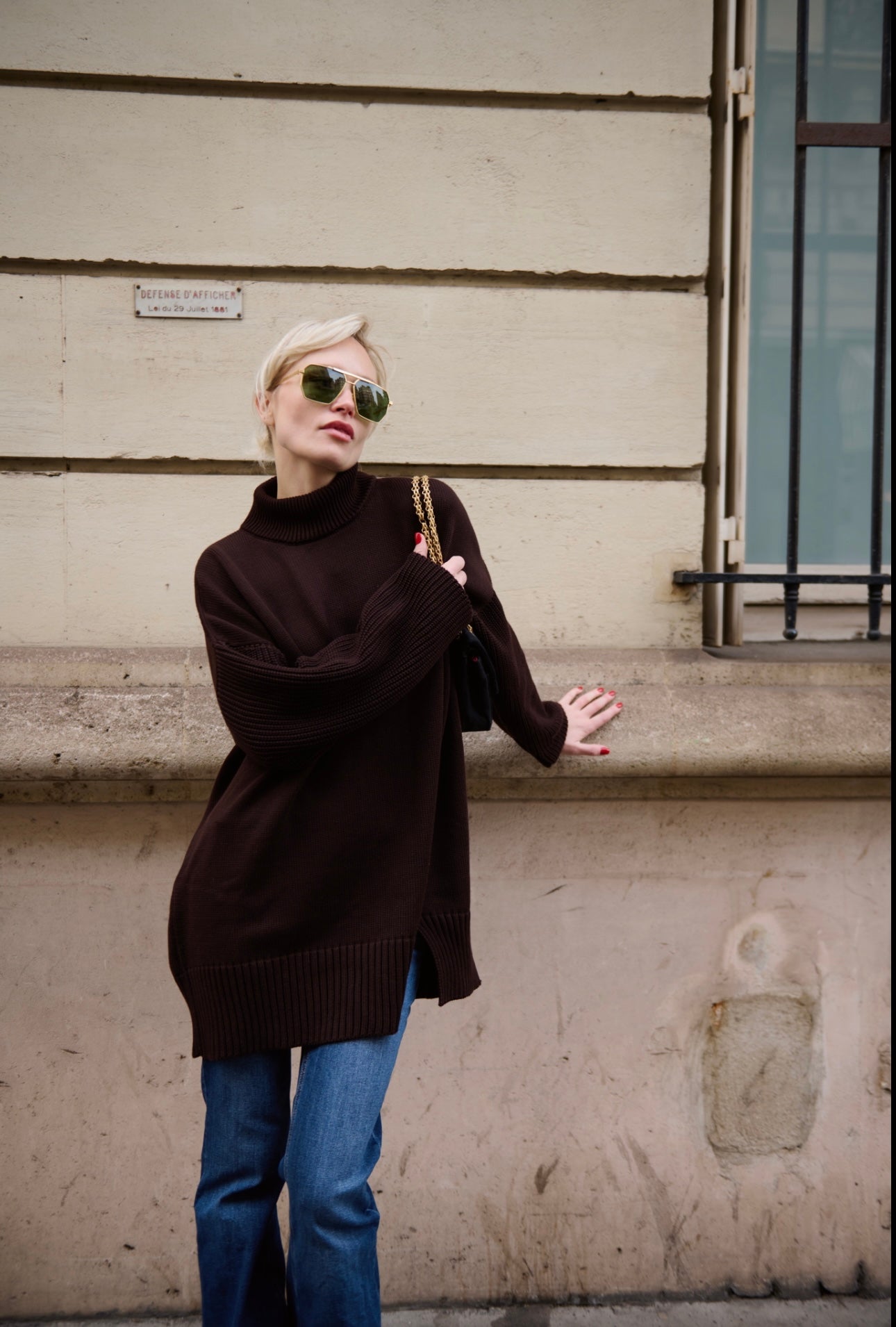 Sweater dress with slit