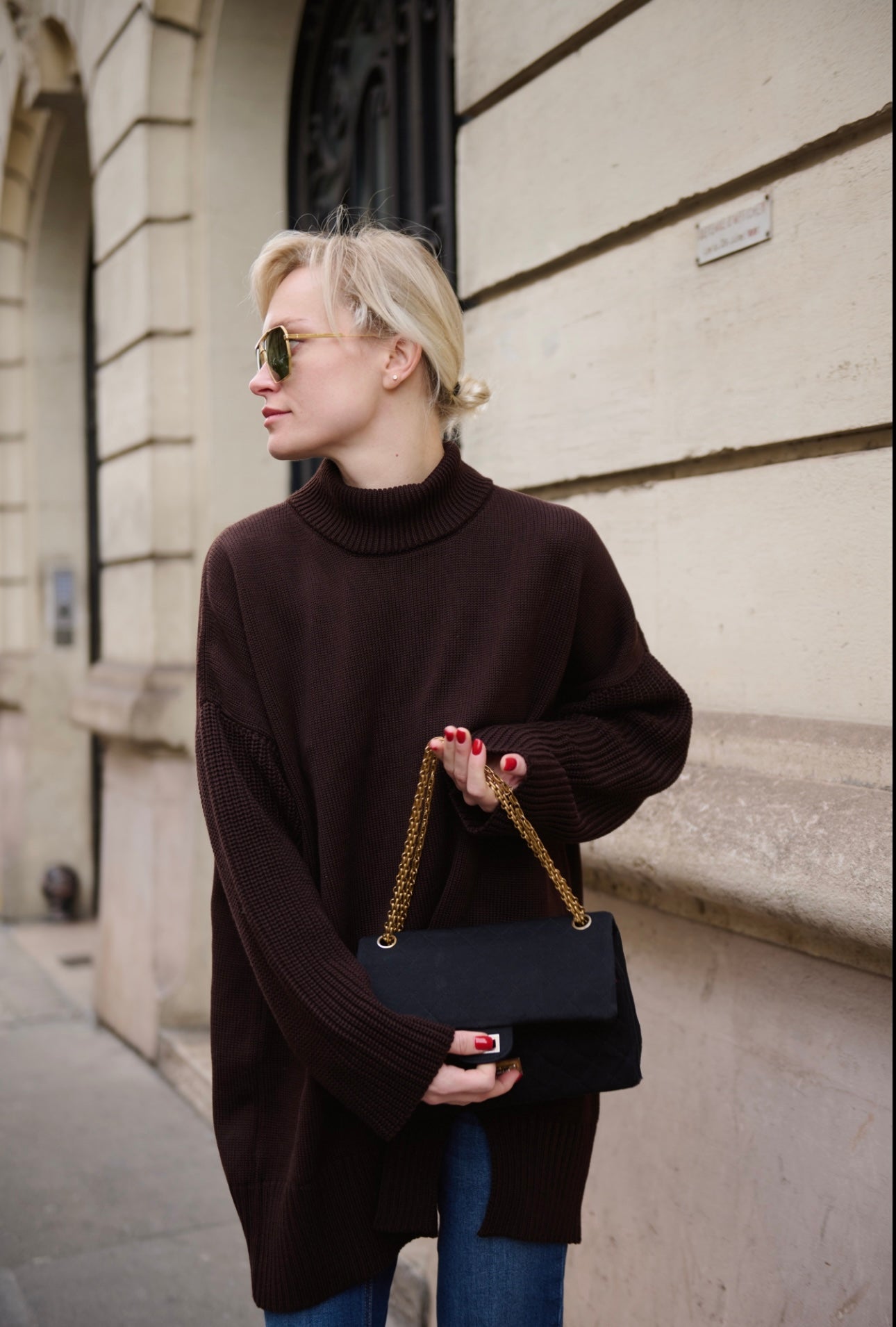 Sweater dress with slit