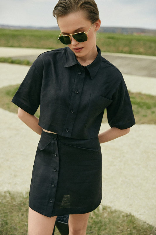 Linen skirt and cropped shirt