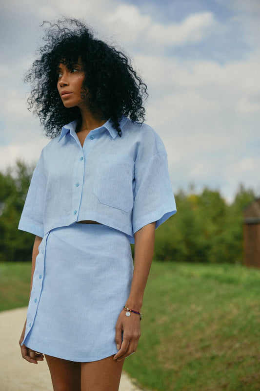 Linen skirt and cropped shirt